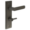 Kensington Door Handle Din Bathroom Backplate Dark Bronze & Turn & Release