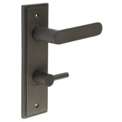 Kensington Door Handle Din Bathroom Backplate Dark Bronze & Turn & Release
