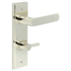 Kensington Door Handle Din Bathroom Backplate Polished Nickel & Turn & Release