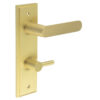 Kensington Door Handle Din Bathroom Backplate Satin Brass & Turn & Release