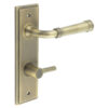 Highgate Door Handle Din Bathroom Backplate Antique Brass & Turn & Release