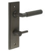 Piccadilly Door Handle Din Bathroom Backplate Dark Bronze & Turn & Release