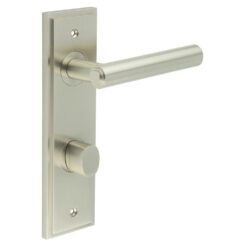 Richmond Door Handle Din Bathroom Backplate Satin Nickel & Turn & Release