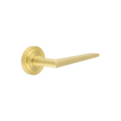 Mayfair Door Handle on Stepped Rose Satin Brass