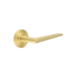 Burlington Mayfair Door Handles Reeded Rose Satin Brass