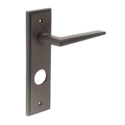 Mayfair Door Handle Din Bathroom Backplate Dark Bronze