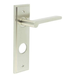 Fitzrovia Door Handle Din Bathroom Backplate Satin Nickel