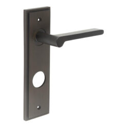 Fitzrovia Door Handle Din Bathroom Backplate Dark Bronze