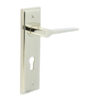 Knightbridge Door Handle Din Euro Backplate Polished Nickel