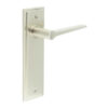 Knightbridge Door Handle Latch Backplate Satin Nickel