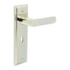 Kensington Door Handle Lock Backplate Polished Nickel