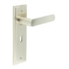 Kensington Door Handle Lock Backplate Satin Nickel