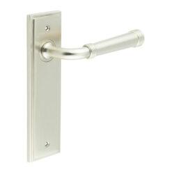 Highgate Door Handle Latch Backplate Satin Nickel