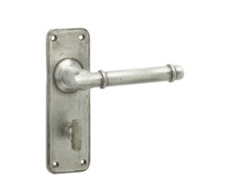 Belfry Suite Door Handle on Bathroom Plate Pewter