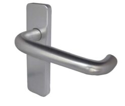 19mm Round Bar Door Handle on Latchplate Satin Anodised Aluminium