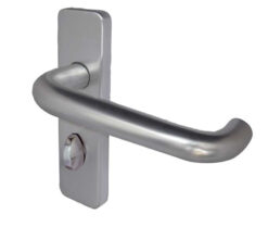 19mm Round Bar Door Handle on Bathroom Plate Satin Anodised Aluminium