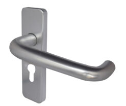 19mm Round Bar Door Handle on Euro Profile Lockplate Satin Anodised Aluminium