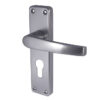 Contract Door Handle on Euro Profile Lockplate Satin Anodised Aluminium