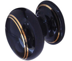 Jedo Porcelain Cupboard Knobs 33mm Goldline Black