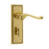 Georgian Suite Door Handle on Bathroom Plate Polished Brass