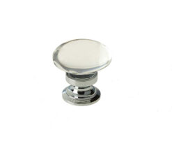 Jedo Oval Glass Cupboard Knobs 41x26mm Polished Chrome