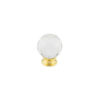 Kontrax Faceted Glass Cupboard Knob 30mm Brass Finish