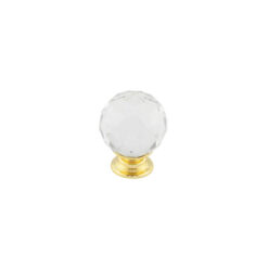 Kontrax Faceted Glass Cupboard Knob 30mm Brass Finish