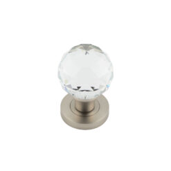 Satin Nickel Faceted Glass Mortice Knob
