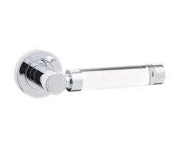 Milo Door Handle on Rose Plain Glass/Polished Chrome