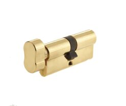 Euro Profile Cylinders & Turns Keyed Alike 70mm Polished Brass
