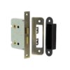 Jedo Kontrax Bathroom locks with Square Forend & Radiused Strike Plate 76mm Antique Brass
