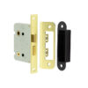 Jedo Kontrax Bathroom locks with Square Forend & Radiused Strike Plate 76mm Electro Brassed