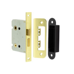 Jedo Kontrax Bathroom locks with Square Forend & Radiused Strike Plate 76mm Electro Brassed