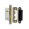 Jedo Kontrax 2 Lever Sashlocks with Square Forend & Radiused Strike Plate 65mm Antique Brass