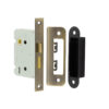 Jedo Kontrax 2 Lever Sashlocks with Square Forend & Radiused Strike Plate 76mm Antique Brass
