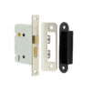 Jedo Kontrax 2 Lever Sashlocks with Square Forend & Radiused Strike Plate 76mm Nickel Plate