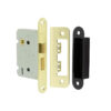 Jedo Kontrax 2 Lever Sashlocks with Radiused Forend & Strike Plate 76mm Electro Brassed