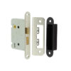 Jedo Kontrax 2 Lever Sashlocks with Radiused Forend & Strike Plate 76mm Nickel Plate