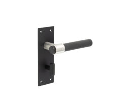 Nero T-Bar Door Handles on Bathroom Plate Black