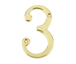 Jedo 75mm Screw Fix Numerals Polished Brass No. 3