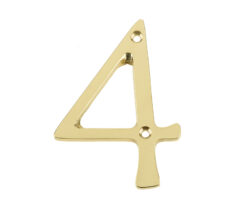 Jedo 75mm Screw Fix Numerals Polished Brass No. 4