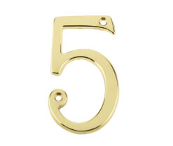 Jedo 75mm Screw Fix Numerals Polished Brass No. 5