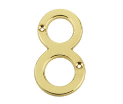 Jedo 75mm Screw Fix Numerals Polished Brass No. 8