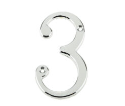 Jedo 75mm Screw Fix Numerals Polished Chrome No. 3