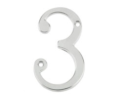 Jedo 75mm Screw Fix Numerals Satin Chrome No. 3
