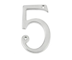 Jedo 75mm Screw Fix Numerals Satin Chrome No. 5