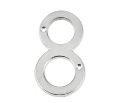 Jedo 75mm Screw Fix Numerals Satin Chrome No. 8