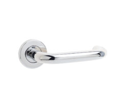 Orbit 19mm Door Handle on 8mm Sprung Rose Grade 304 Polished Stainless Steel