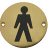 Stainless Steel Male Symbol 75mm Polished Brass