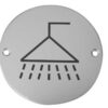 Stainless Steel Shower Symbol 75mm Satin Anodised Aluminium